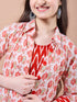 Girls Red floral print A-Line Cotton dress Round Neck Three-quarter sleeves Midi Dress (IW-REDIKKAT)