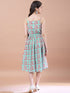 Girls Red ethnic motifs print a-line dress Cotton Round Neck Midi Dress With Shrug (IW-REDMIRROR)