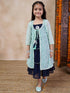Girls Self Design Embellished Fit Flare Midi Georgette Ethnic Dress With Jacket (IW-SKYBLUEGGT)