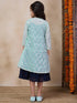 Girls Self Design Embellished Fit Flare Midi Georgette Ethnic Dress With Jacket (IW-SKYBLUEGGT)