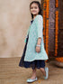 Girls Self Design Embellished Fit Flare Midi Georgette Ethnic Dress With Jacket (IW-SKYBLUEGGT)