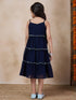 Girls Self Design Embellished Fit Flare Midi Georgette Ethnic Dress With Jacket (IW-SKYBLUEGGT)