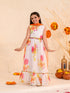 Girls Floral Printed Fit Flare Maxi Ethnic Dress With Dupatta (IW-WHITEGGT)