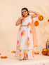 Girls Floral Printed Fit Flare Maxi Ethnic Dress With Dupatta (IW-WHITEGGT)