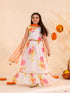 Girls Floral Printed Fit Flare Maxi Ethnic Dress With Dupatta (IW-WHITEGGT)