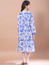 Girls Blue floral print a-line dress V-Neck Long Sleeves Midi Dress With Shrug (IW-WHITESLUB)