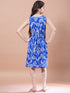 Girls Blue floral print a-line dress V-Neck Long Sleeves Midi Dress With Shrug (IW-WHITESLUB)