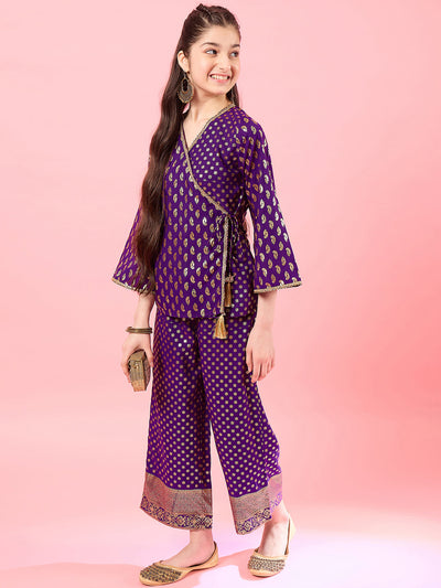 Girls Printed Top with Pyjamas (IW-WINEFOIL)