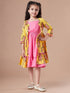 Girls Print Fit & Flare Dress With Shrug (IW-YELLOWBOOTACAPE)