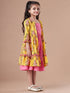 Girls Print Fit & Flare Dress With Shrug (IW-YELLOWBOOTACAPE)