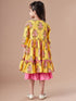 Girls Print Fit & Flare Dress With Shrug (IW-YELLOWBOOTACAPE)