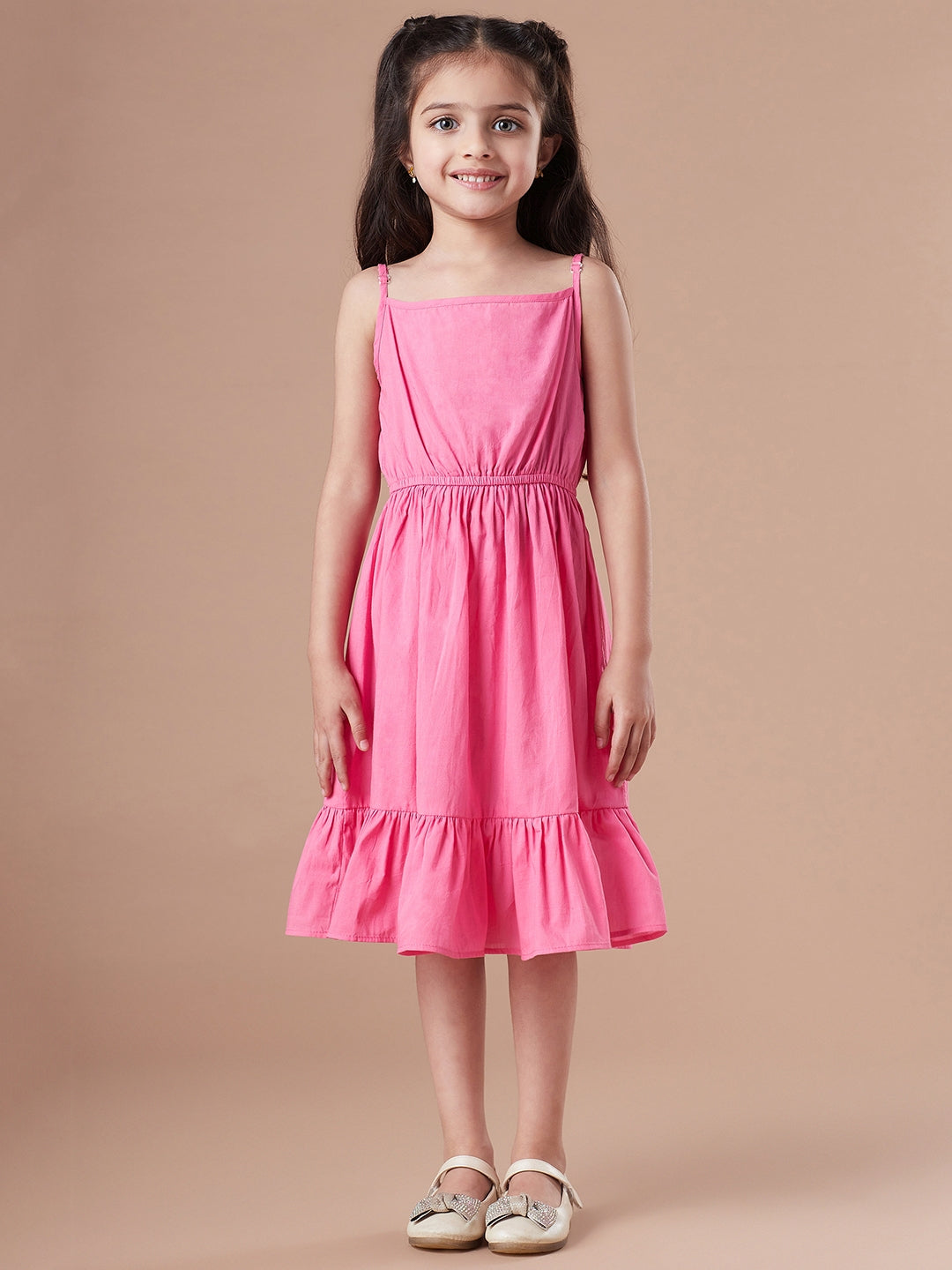 Girls Print Fit & Flare Dress With Shrug (IW-YELLOWBOOTACAPE)