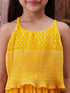 Girls Floral Printed Shoulder Straps Top With Palazzos (IW-YELLOWCOORD)