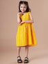 Girls V-Neck Ethnic Motifs Printed Cotton A-Line Dress (IW-YELLOWDOBBY)