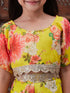 Pspeaches Girls Floral Printed Top With Palazzos (IW-YELLOWGGT)