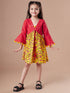Floral Printed Bell Sleeve Cotton A-Line Dress (IW-YELLOWJAALLUREX)