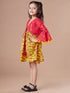 Floral Printed Bell Sleeve Cotton A-Line Dress (IW-YELLOWJAALLUREX)