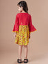 Floral Printed Bell Sleeve Cotton A-Line Dress (IW-YELLOWJAALLUREX)