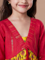 Floral Printed Bell Sleeve Cotton A-Line Dress (IW-YELLOWJAALLUREX)