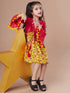 Floral Printed Bell Sleeve Cotton A-Line Dress (IW-YELLOWJAALLUREX)