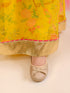 Pspeaches Girls Printed Fit Flare Maxi Ethnic Dress With Dupatta Waist Belt (IW-YELLOWORGANZA)
