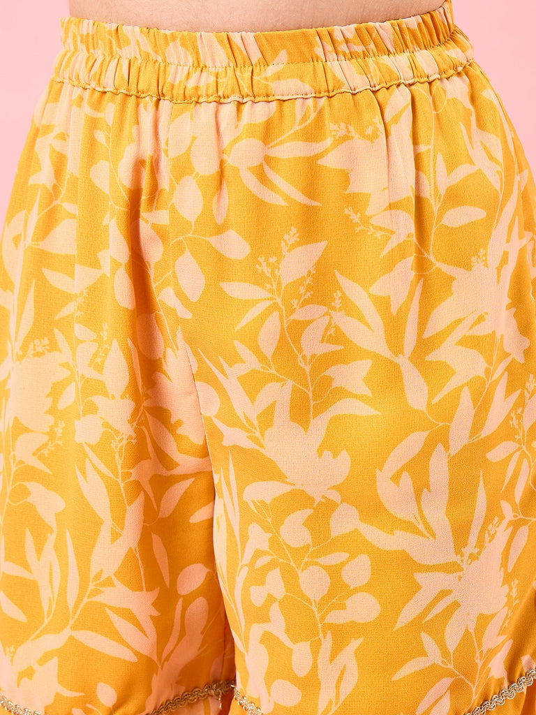 Girls Printed Tunic with Palazzos (IW-YELLOWWHITE)