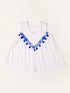 White & Blue Cotton Top & Palazzo Set (Iw25014610)