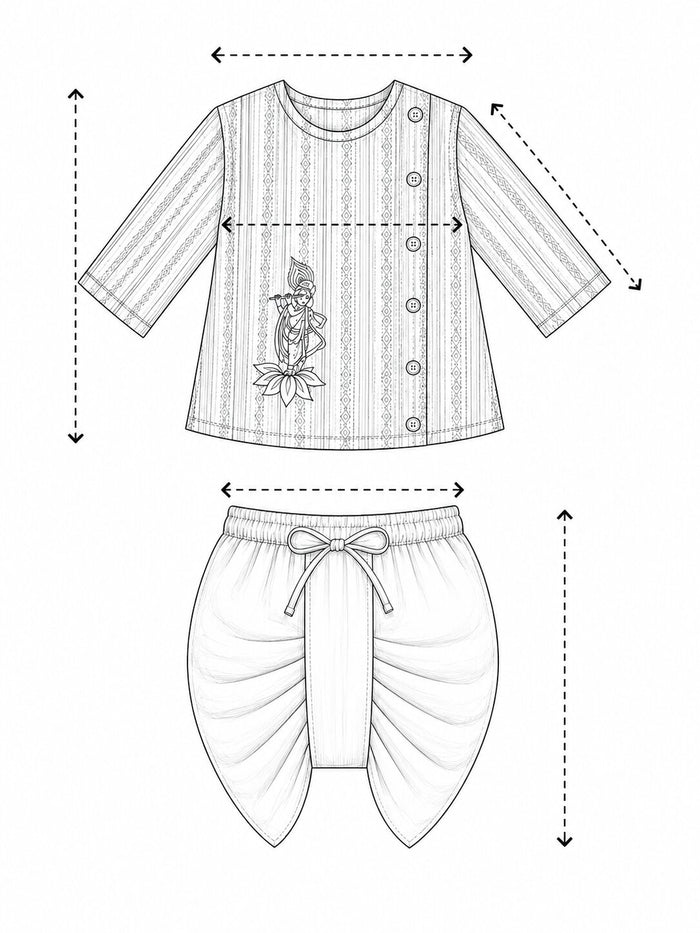 Pspeaches Baby Boy Magenta & White Ethnic Dobby Cotton Angrakha Kurta With Dhoti Set ( Sku-Inb-Dh-Magentadobby ) size chart