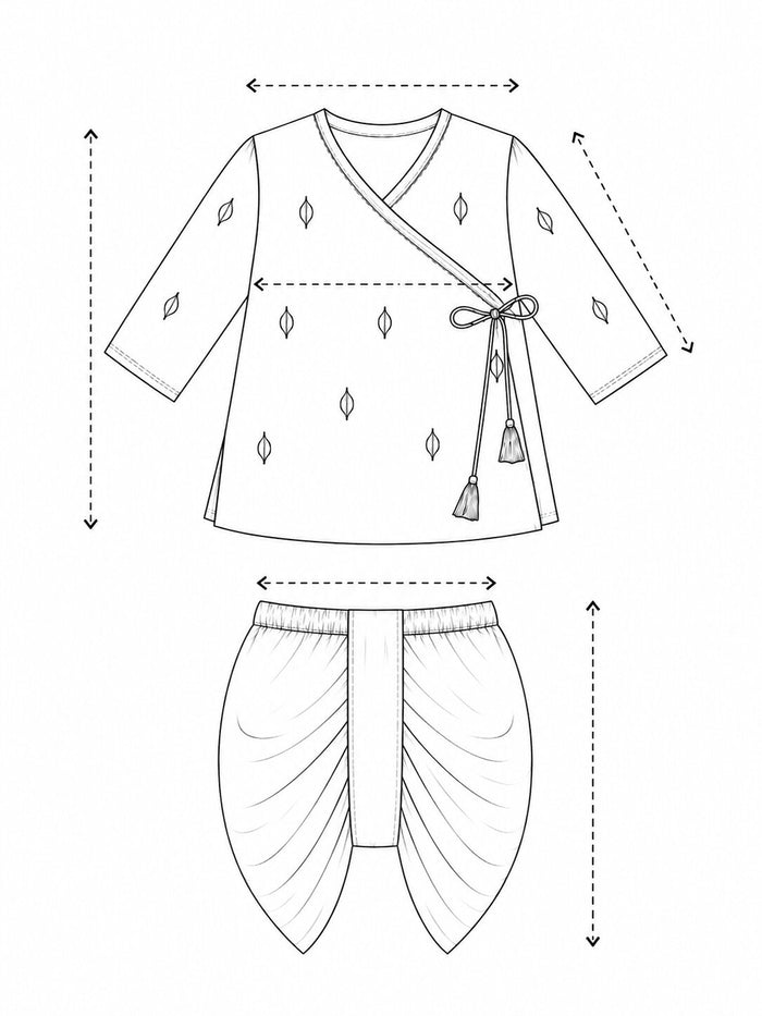 Pspeaches Baby Boy Cream & Orange Ethnic Embroidery Cotton Angrakha Kurta With Dhoti Set ( Sku-Inb-Dh-Dhotiorange ) size chart