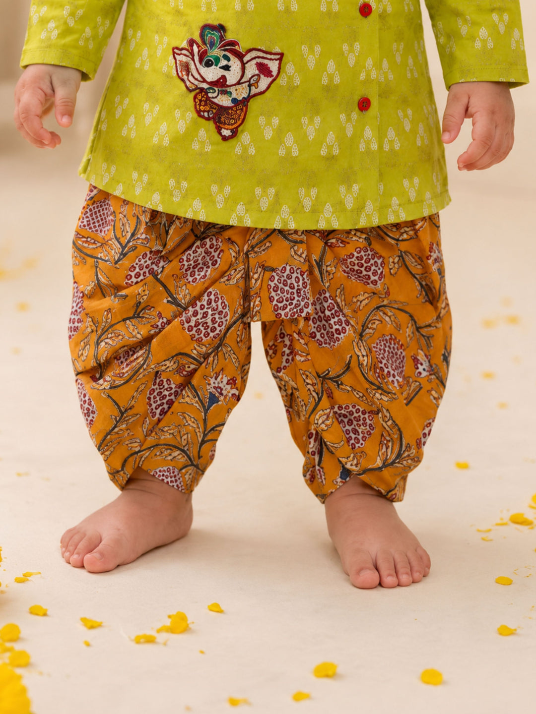 Pspeaches Baby Boy Multi Ethnic Printed Cotton Straight Fit Kurta With Dhoti Set