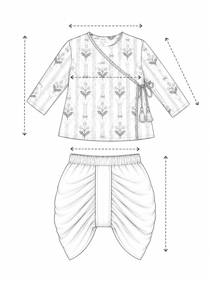 Pspeaches Baby Boy Pink & White Ethnic Floral Print Cotton Straight Fit Kurta With Dhoti Set ( Sku-Inb-Dh-Pinkdhoti ) size chart