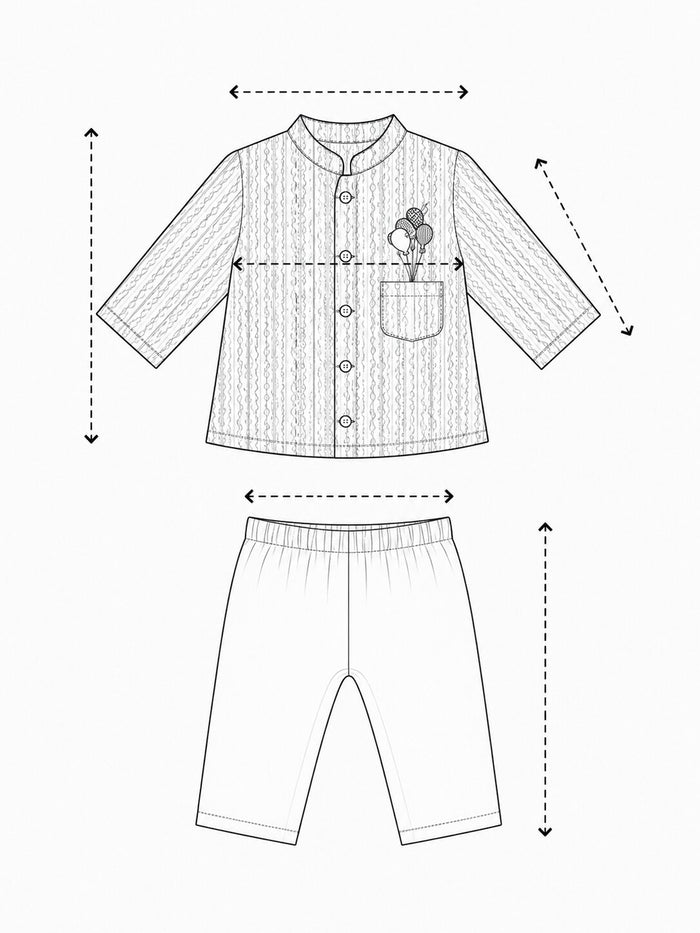 Pspeaches Baby Boy Magenta & White Ethnic Leheriya Cotton Straight Fit Kurta With Pyjama Set ( Sku-Inb-Kp-Leheriyastripe ) size chart