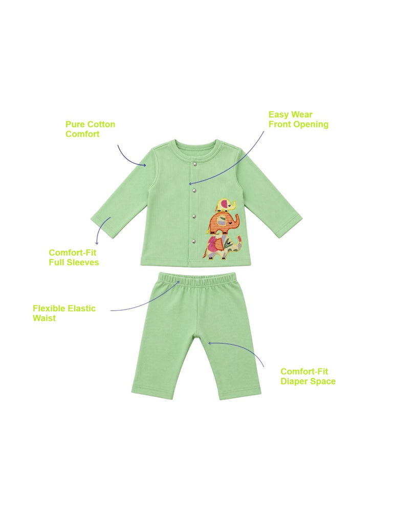 Pspeaches Baby Boy Lime Ethnic Solid Cotton Straight Fit Top With Pant Set ( Sku-Inb-S-Coordlime )