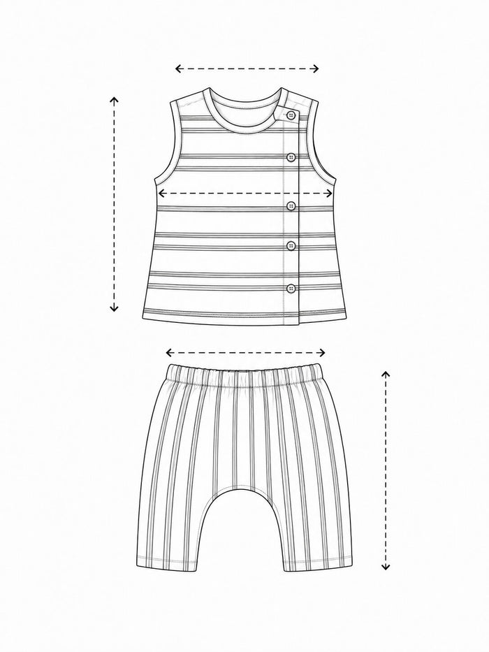 Pspeaches Baby Boy Multi Ethnic Stripe Rayon Slub Angrakha Top With Pant Set ( Sku-Inb-S-Stripecoord ) size chart