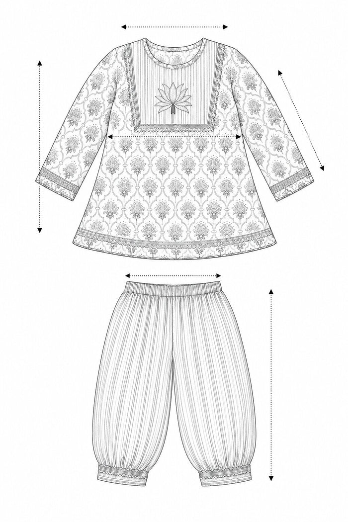 Pspeaches Baby Girls Orange & Pink Ethnic Floral Print Cotton A-Line Kurta With Pant Set ( Sku-Ing-Ks-Floralstripecambric ) size chart