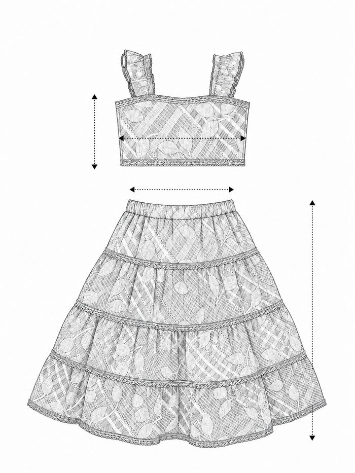 Pspeaches Baby Girl Multi Ethnic Leaf Print Kota Layered Lehenga With Choli Set ( Sku-Ing-L-Magentakotaleh ) size chart