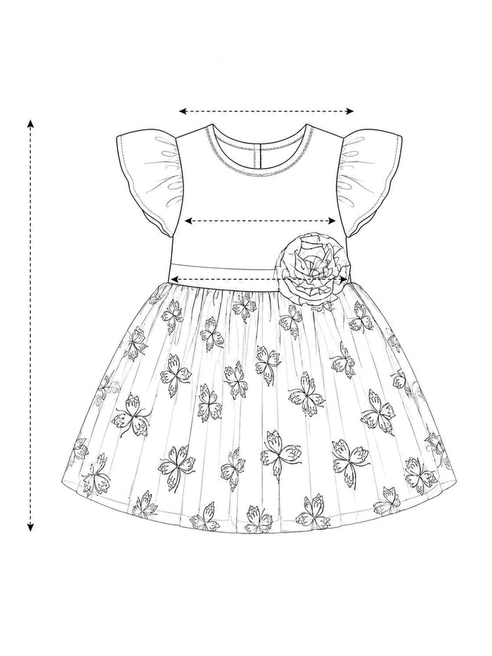 Pspeaches Baby Girl Black & Pink Ethnic Butterfly Print Taffeta Flared Dress ( Sku-Ing-D-Blackbutterfly ) size chart