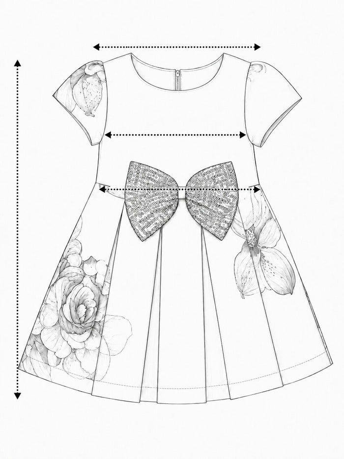 Pspeaches Baby Girl Grey Ethnic Floral Print Satin Flared Dress ( Sku-Ing-D-Bowgreydress ) size chart