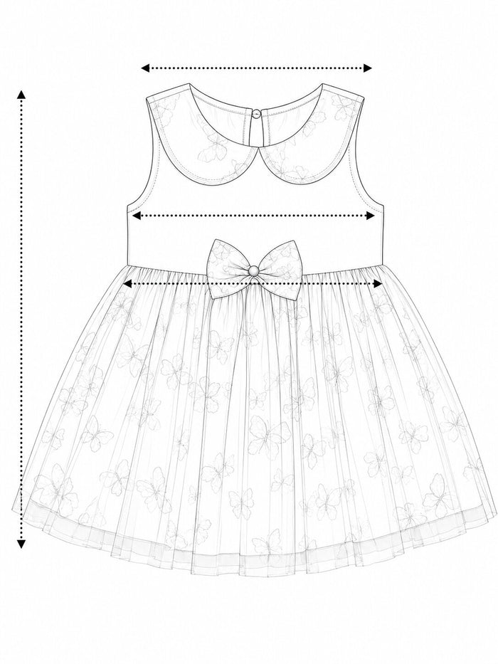 Pspeaches Baby Girl Yellow Ethnic Butterfly Print Taffeta Flared Dress ( Sku-Ing-d-butterflydress ) size chart