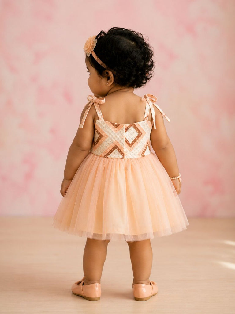 Pspeaches Baby Girl Peach Ethnic Solid Cotton Asymmetric Dress