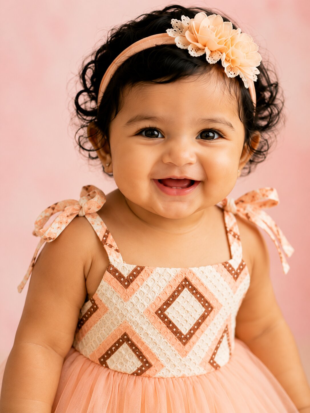 Pspeaches Baby Girl Peach Ethnic Solid Cotton Asymmetric Dress