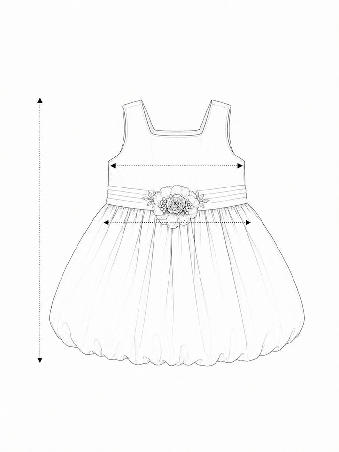 Pspeaches Baby Girl Pink Ethnic Solid Taffeta Flared Dress ( Sku-Ing-D-Pinkballoon ) size chart