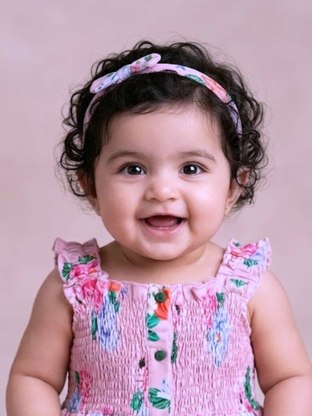 Pspeaches Baby Girl Pinkish Purple Ethnic Floral Print Rayon A-Line Dress