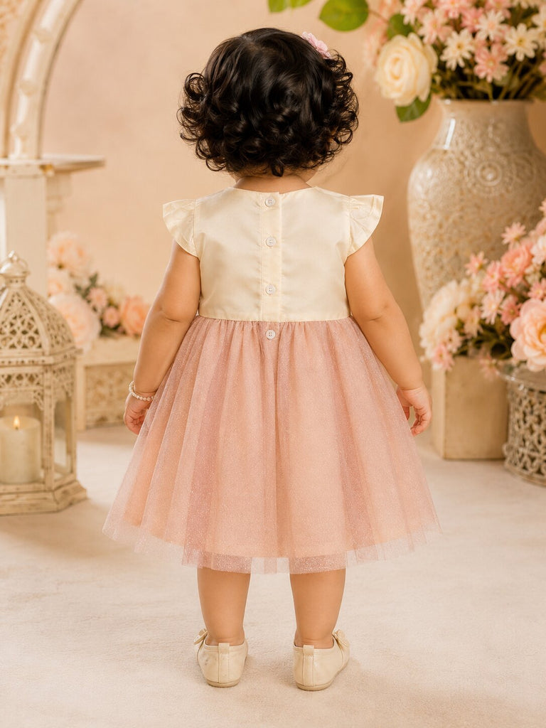 Pspeaches Baby Girl Peach Ethnic Solid Taffeta Flared Dress