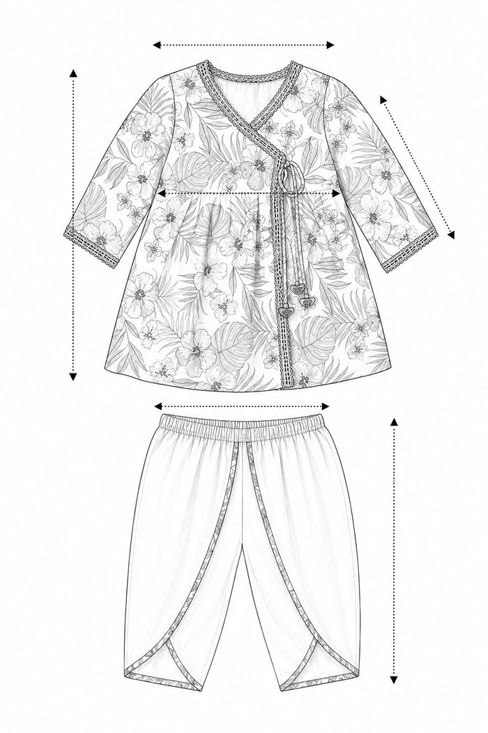 Pspeaches Baby Girl Multi Ethnic Floral Printed Rayon Angrakha Kurta With Dhoti Set ( Sku-Ing-Dh-Rayonprinteddhoti ) size chart