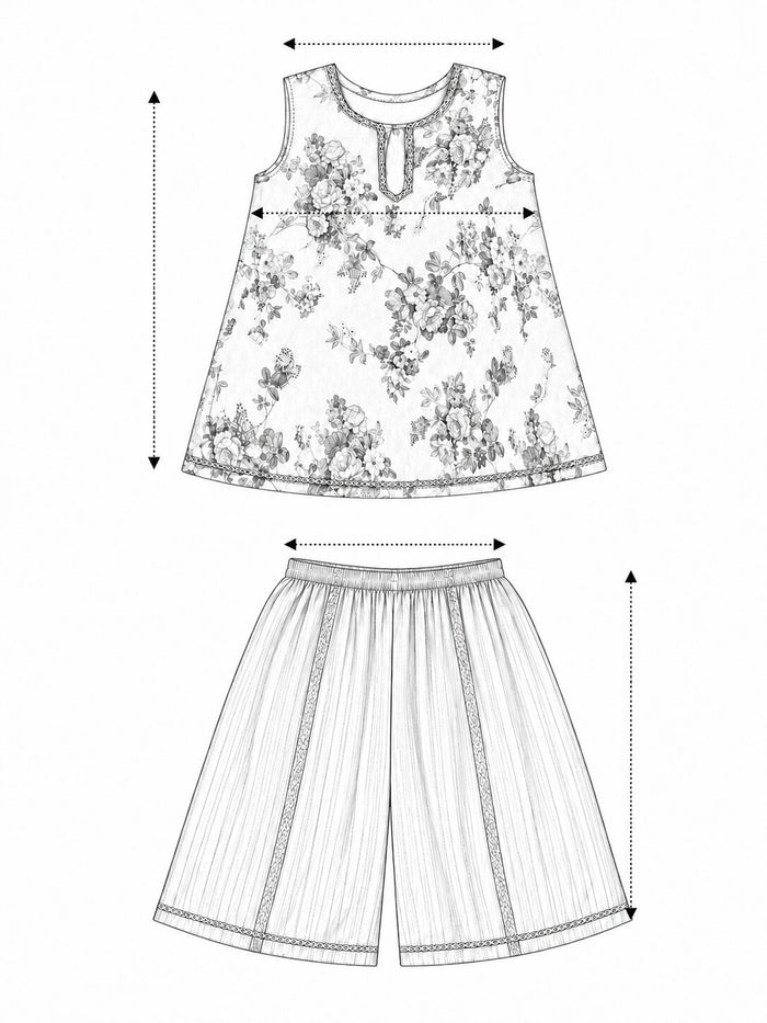 Pspeaches Baby Girl Sage Green & Red Ethnic Floral Print Georgette A-Line Kurta With Palazzo Set ( Sku-Ing-Ks-Floralggtlurex ) size chart
