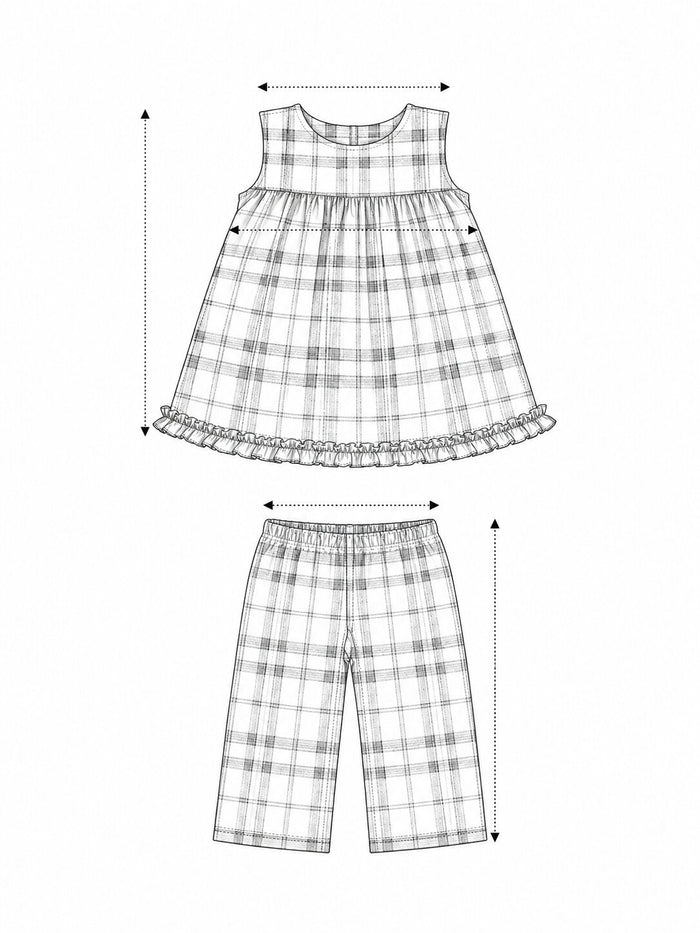 Pspeaches Baby Girl Grey & Black Check Print Cotton Peplum Set Top With Pant Set ( Sku-Ing-S-Blackcottoncheck ) size chart
