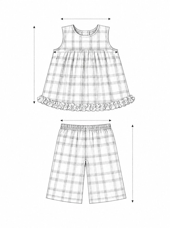 Pspeaches Baby Girl White & Pink Check Print Cotton A-Line Top With Pant Set ( Sku-Ing-s-pinkcottoncheck ) size chart