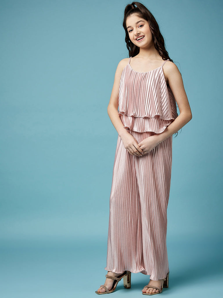 Girls Accordion Pleated Basic Jumpsuit (j-pleatjaz)