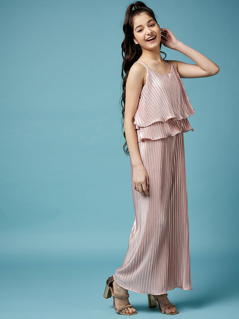 Girls Accordion Pleated Basic Jumpsuit (j-pleatjaz)